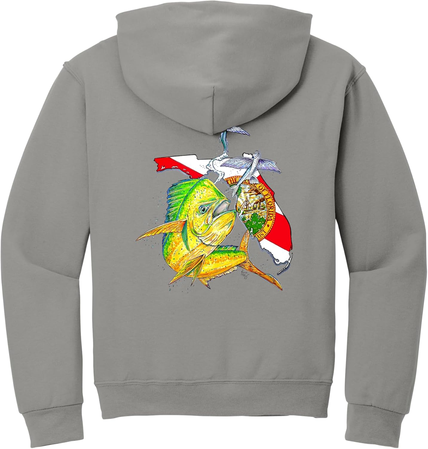 Lobo Lures Florida Mahi Hooded Sweatshirt Midweight 8 oz Weight | Big Game Fishing Hoodie by Mark Ray