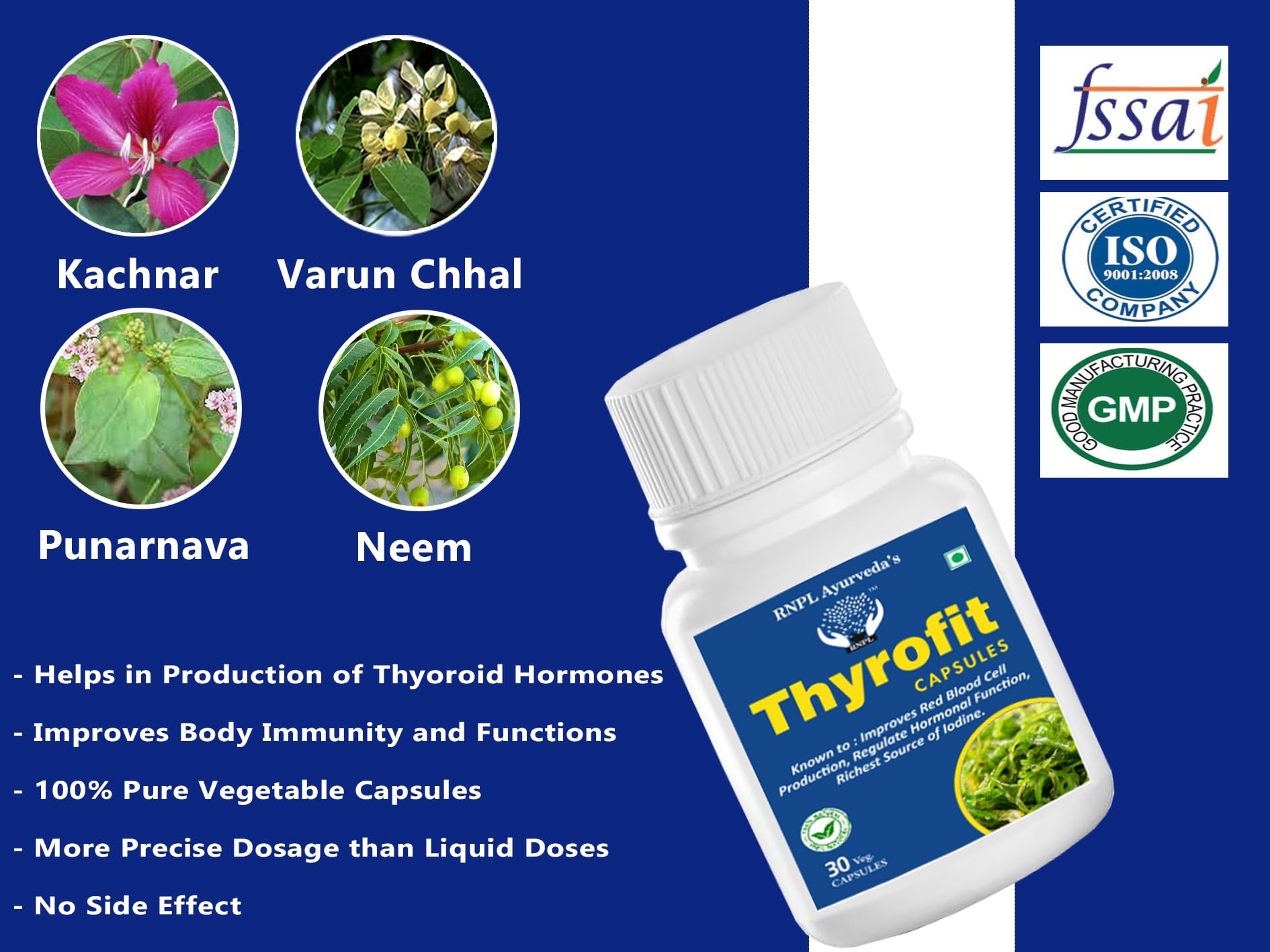 RNPL Ayurveda's Thyrofit Capsules | Pack of 30 Capsules | Helpful in Thyroid | Herbal and Safe Product - Image 3 thumbnail