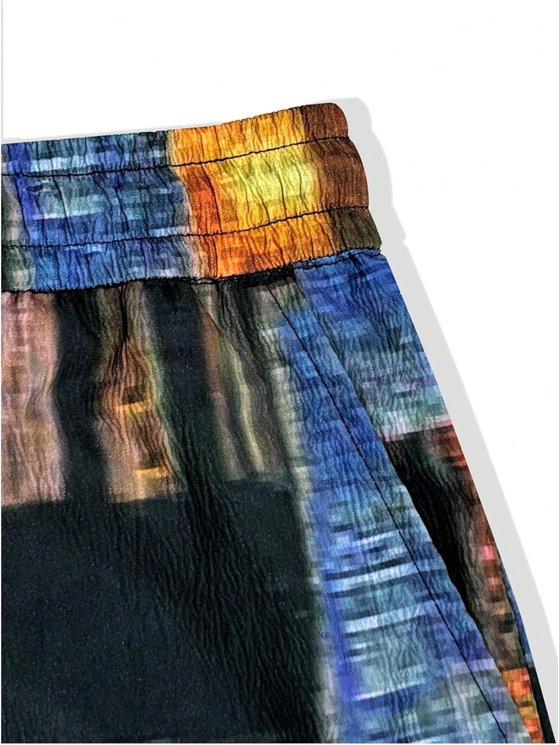 GORGLITTER Men's Patchwork Pants Drawstring Waist Wide Leg Baggy Wide Leg Pants Summer Vacation Beach Trousers - Image 5