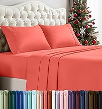 Utopia Bedding Queen Sheet Set – 4 Piece Bed Sheets for Queen Size Bed, Soft and Breathable Microfiber, Includes 1 Fitted Sheet, 1 Flat Sheet and 2 Pillowcases (Coral)