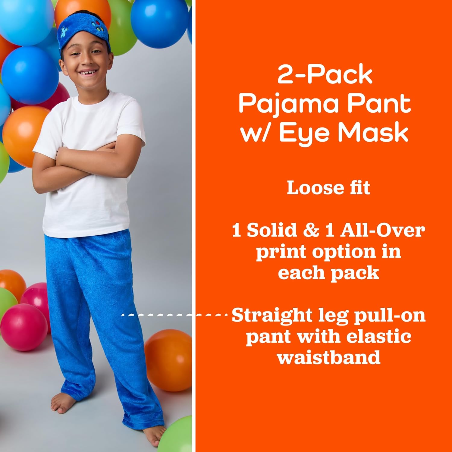 Saint Eve Kids Boys Fuzzy 2 Pack Pajama Pants & Matching Sleep Mask - Super Soft Fleece - Sleep & Lounge PJ Pants for Kids - Image 4