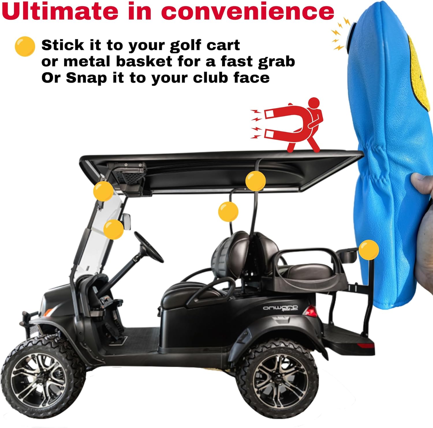 Funny Happy Smile Emoji Driver Headcovers - Smiley Face Club Covers for Golf Clubs, with Rubber Magnet for Secure Positioning and Quick Access, Magnetic Golf Accessories, Madson Golf