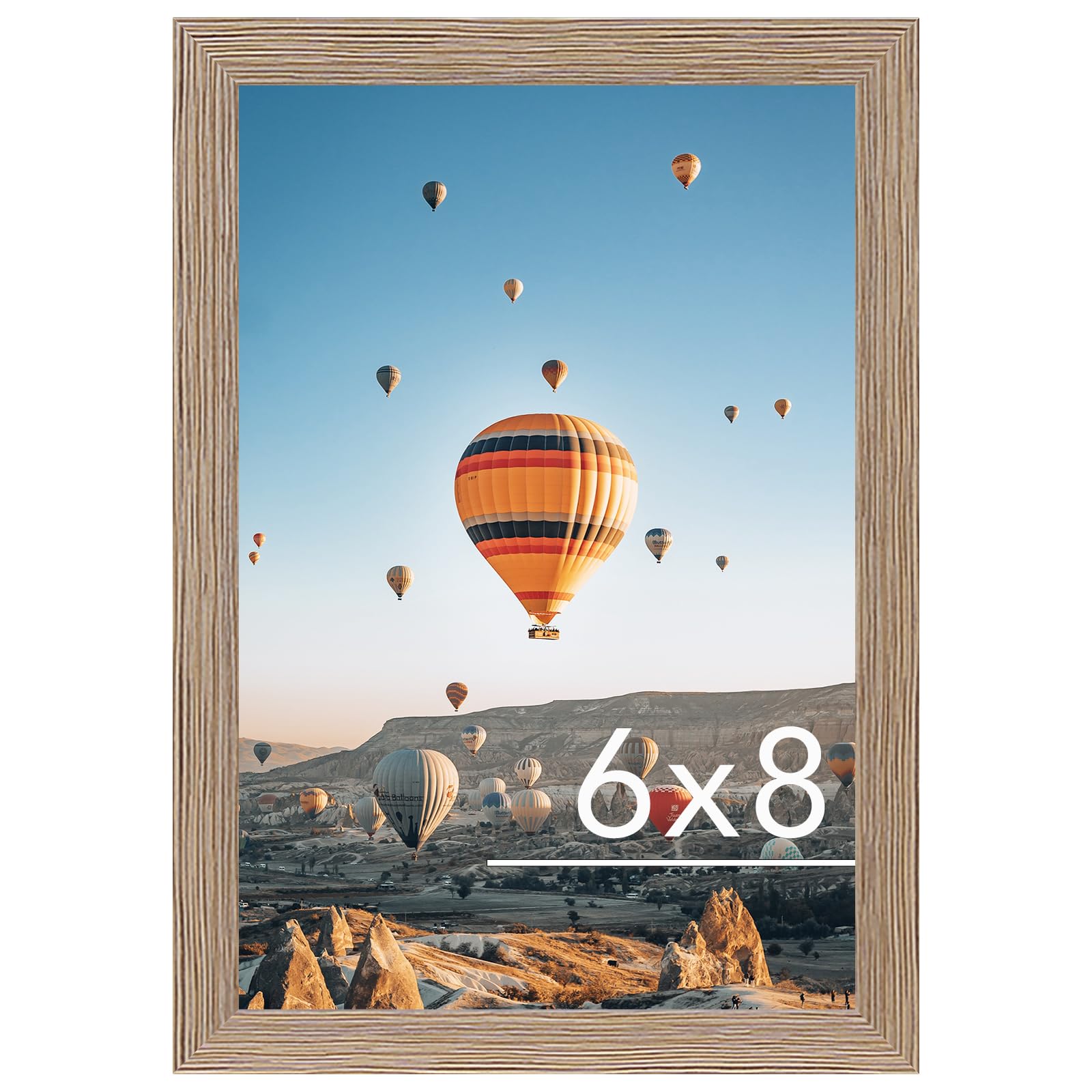 JCJMY 6x8 Picture Frame Rustic Brown for Wall Hanging or Tabletop, Wall Mounting Horizontally or Vertically, 6 x 8 Wall Gallery Poster Photo Frame with Shatter Resistant Plexiglass, Rustic Brown — image 1