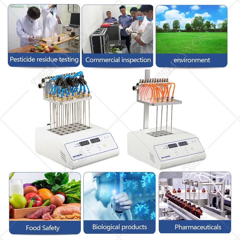 Evaporatore di Azoto Secco, Concentratore di Campioni di Azoto, Altezza Regolabile 200 Mm, Controllo Preciso della Temperatura, Flusso Regolabile, per Laboratorio, Analisi Ambientali 12holes