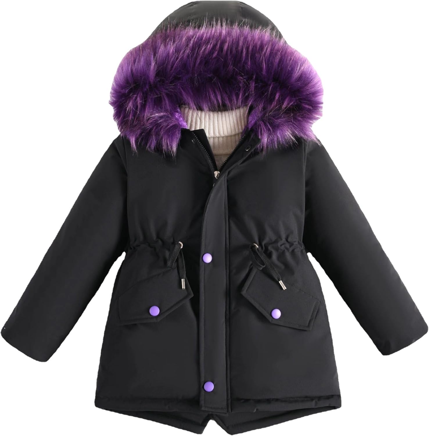 Girls Winter Down Coat Hooded Puffer Jacket Warm Parka Windproof Outerwear Snow