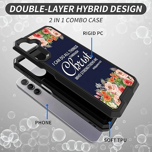 Miniatura 9 de Funda para Samsung Galaxy S23 Ultra con patrón de flores de mariposa para hombres y mujeres, doble capa híbrida de PC duro TPU suave a prueba de
