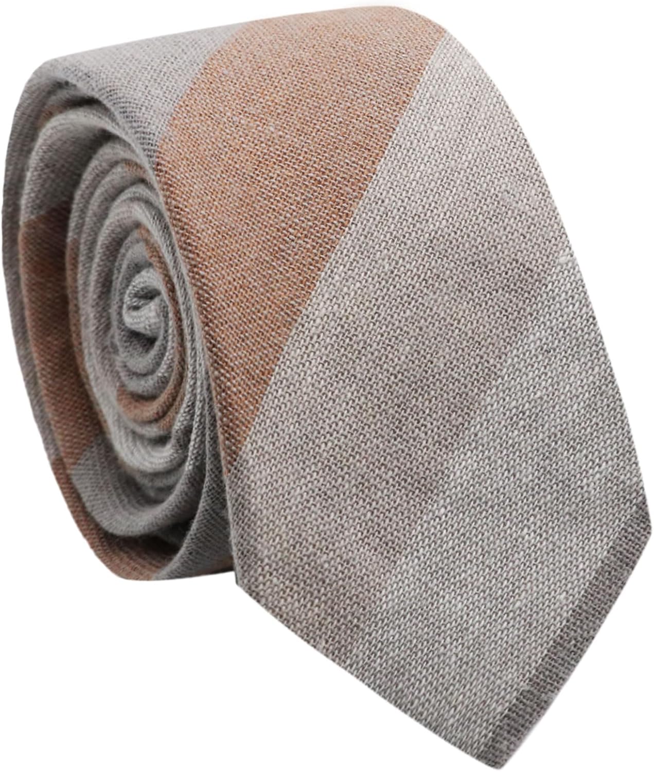 Luckyvestir Ties for Men, Cotton Mens Skinny Linen Tie, Striped Polka Dot Neckties for Men Business Casual Wedding