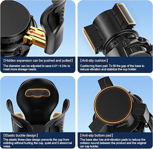 Miniatura 5 de Portavasos para automóvil, expansor de portavasos de automóvil con portavasos ajustable y base ajustable, adaptador de portavasos grande para