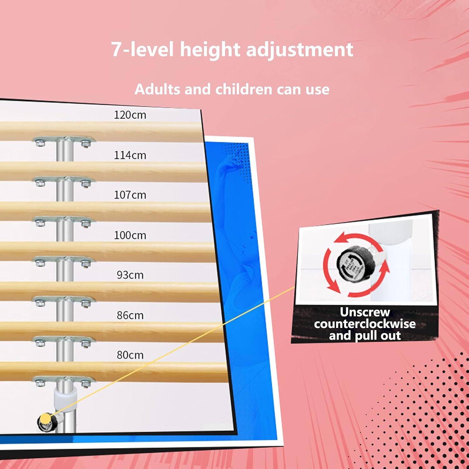 Ballet Barre,Portable, Lightweight Adjustable Ballet Bar, Freestanding Barre Equipment Perfect for Adults Children Exercise Balance Flexibility (White US 1 m)