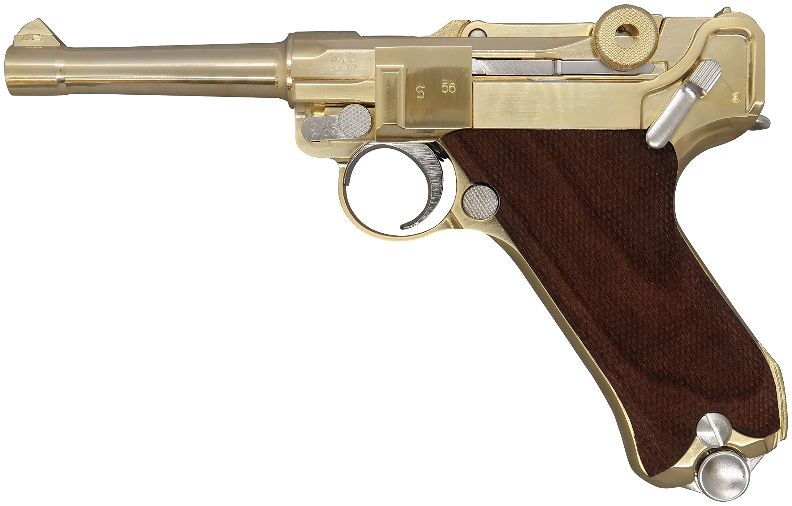 Amazon | マルシン ルガー P-08 4インチ パラベラム チェッカー木製 