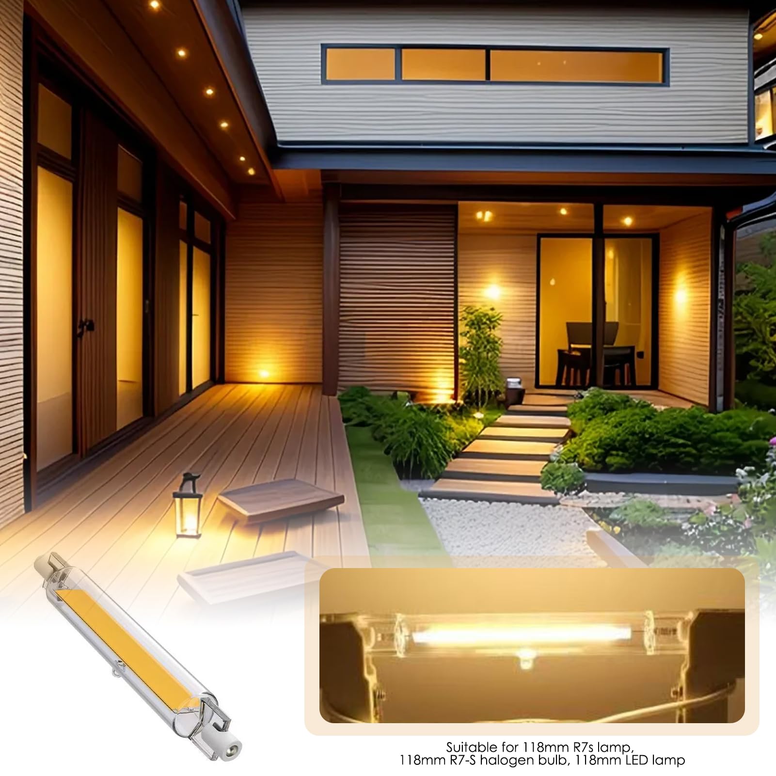 Portalampada R7s 118mm Ceramica | Con Staffa Metallica | Per LED E Alogene - Foto 2