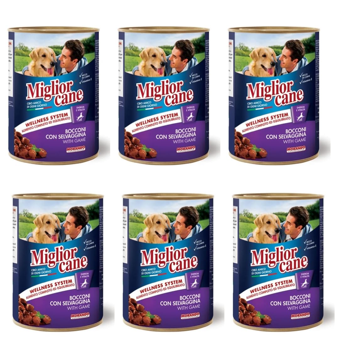 Miglior Cane Umido. 24 scatolette da 405gr cibo umido per cani Miglior Cane (Gusto, 4 gusti Ass.)
