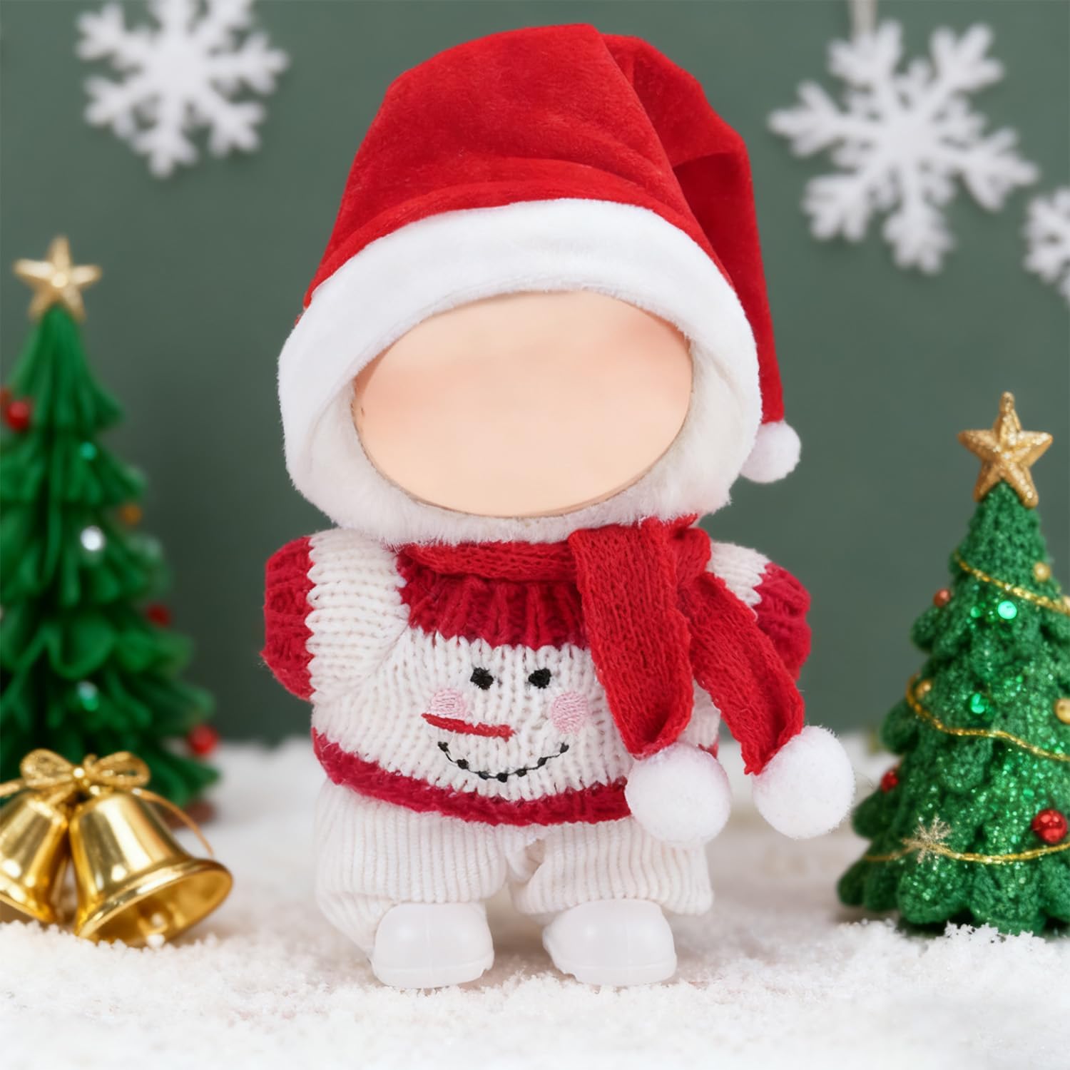 Christmas 17cm Doll Clothes Set(No Doll),4-Piece Christmas Outfit for 17cm Doll, 6.7 inch Christmas Clothes with Fashion Santa Hat + Scarf+Sweaters+Pants