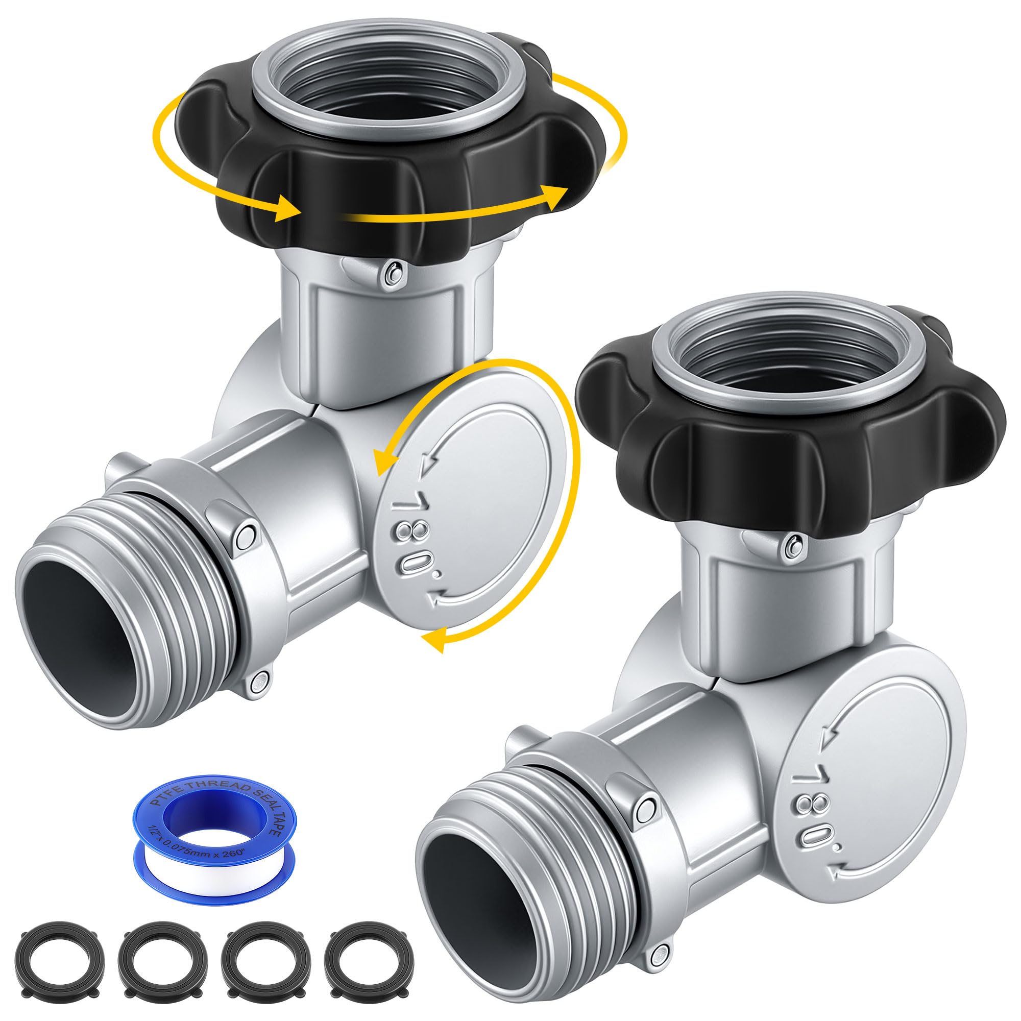 Raccord de tuyau d'arrosage anti-torsion rotatif 360° et 180° de 1,9 cm Enhon