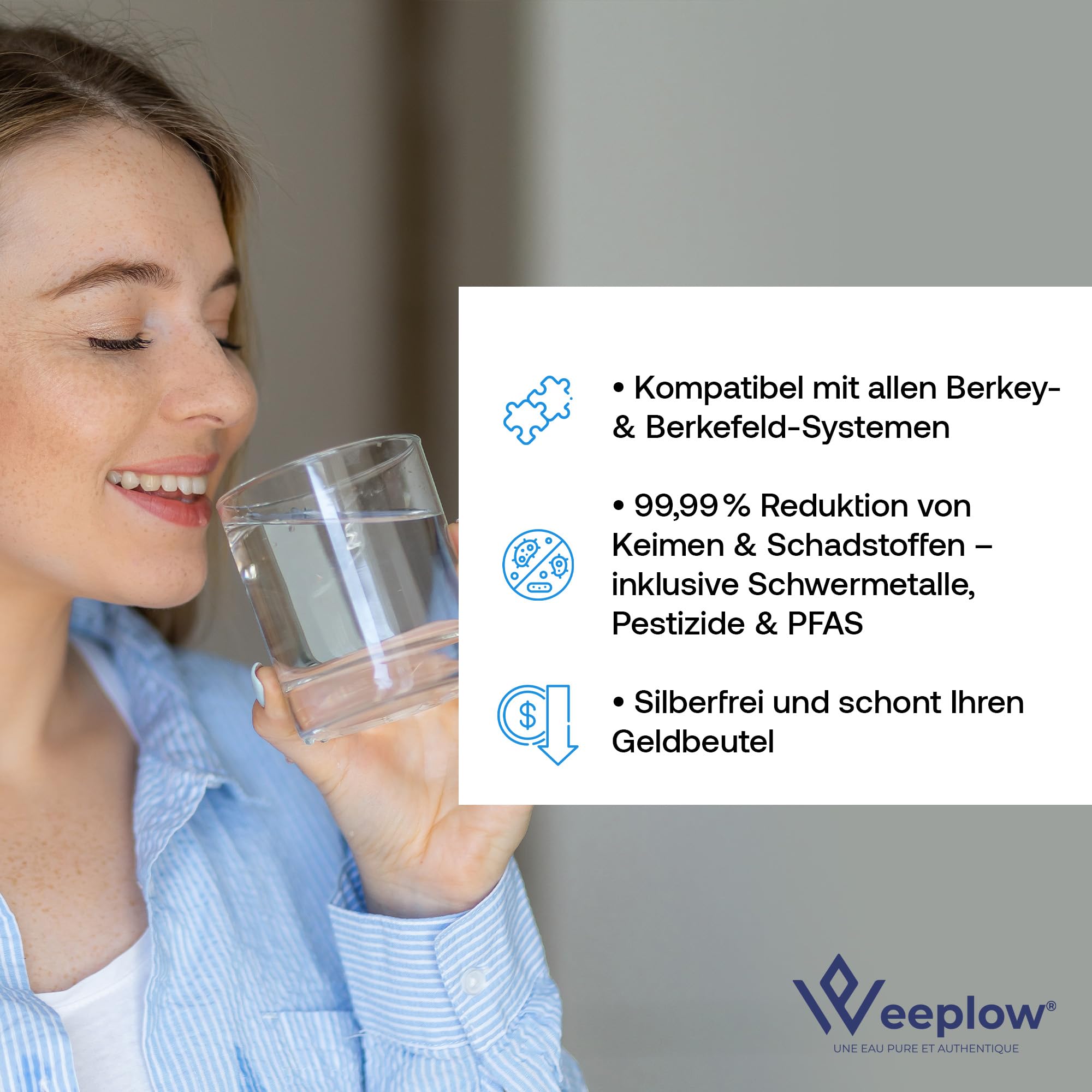 Weeplow O'Pure 2 Wasserfilter für Berkey Travel Big Royal Imperial Crown | Kompatibel mit Berkey Systemen der Serien Travel, Big, Royal, Imperial und Crown. Filterelement für Schwerkraft-Systeme.