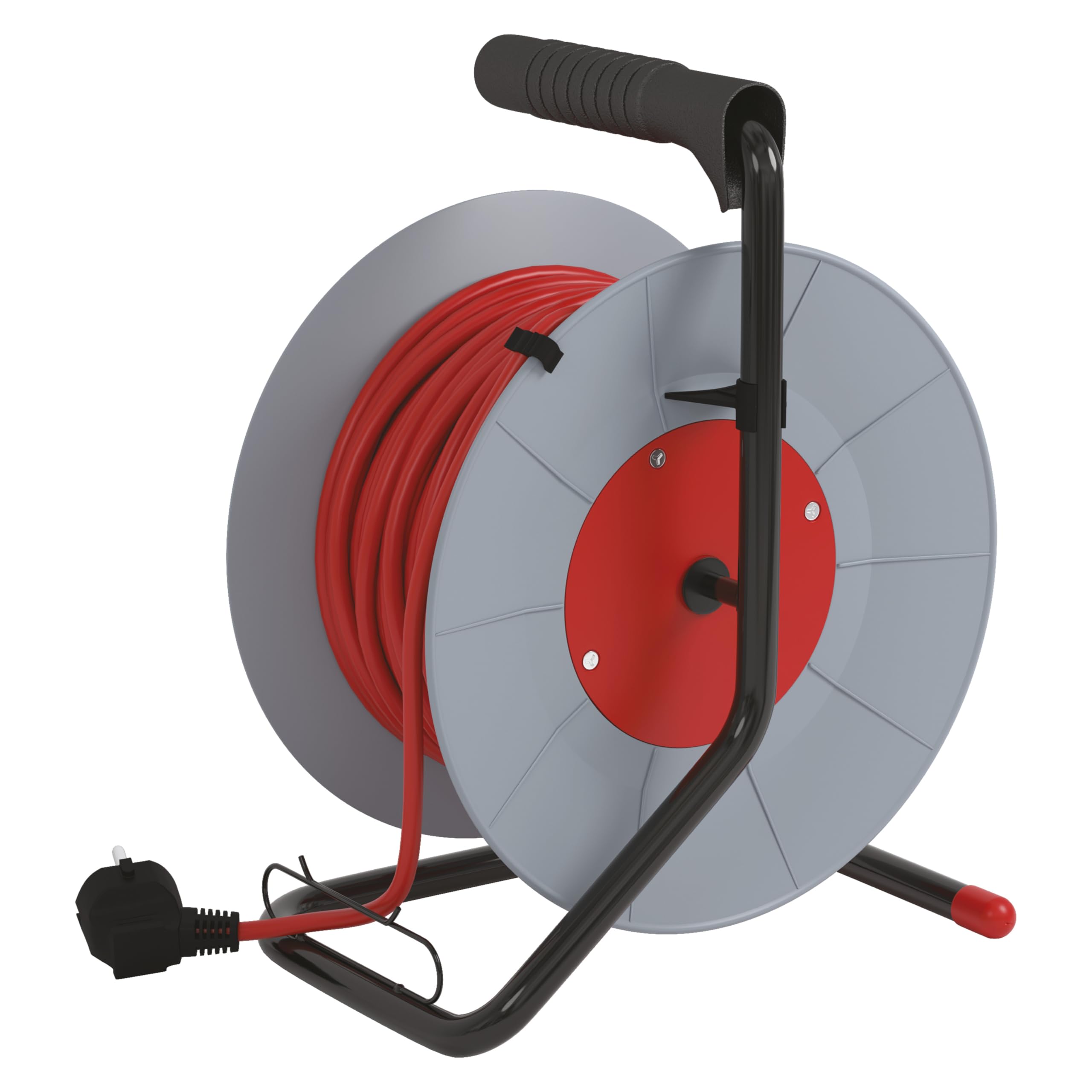 EMOS tambor cable 20 m, 4 Schuko, 230 V 10 A 2300 W, PVC H05VV-F3G 1.0 mm², protección sobrecalentamiento, freno bobina, IP20, interior