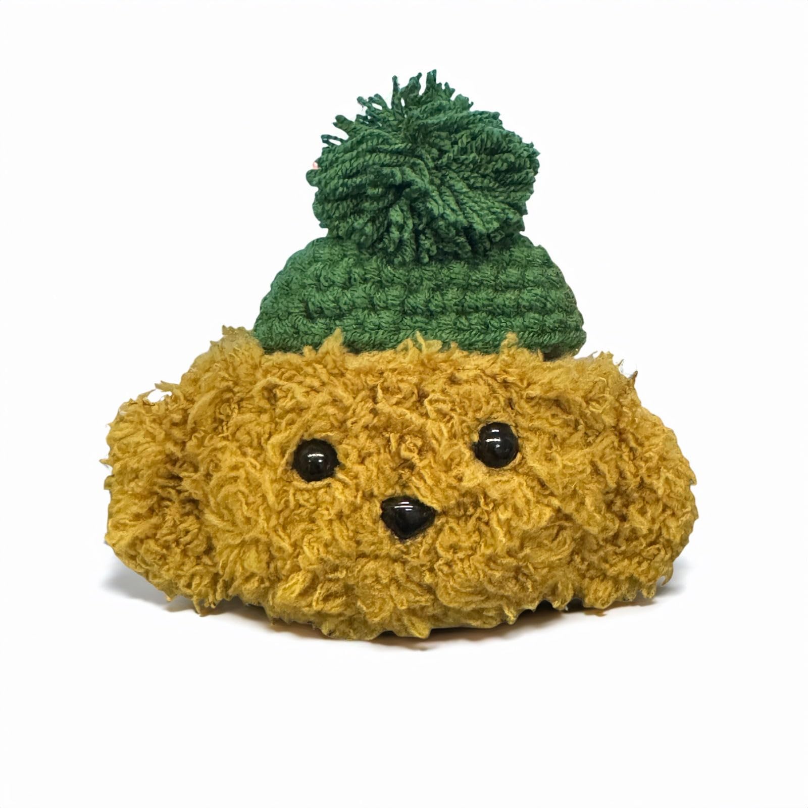 ZHMZMH Handmade Plush Cartoon Animal Protective Case for AirPods 4 - Green Hat Puppy Soft Shell Cover, Cute Earphone Accessory for Boys & Girls