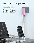 USB C Bloc du chargeur mural 30W,3 Port Ultra Petit plat USB-C Fiche de charge, pliable USB Adaptateur d'alimentation pour iPad,iPhone 15/16,Samsung (Purple, 30W)