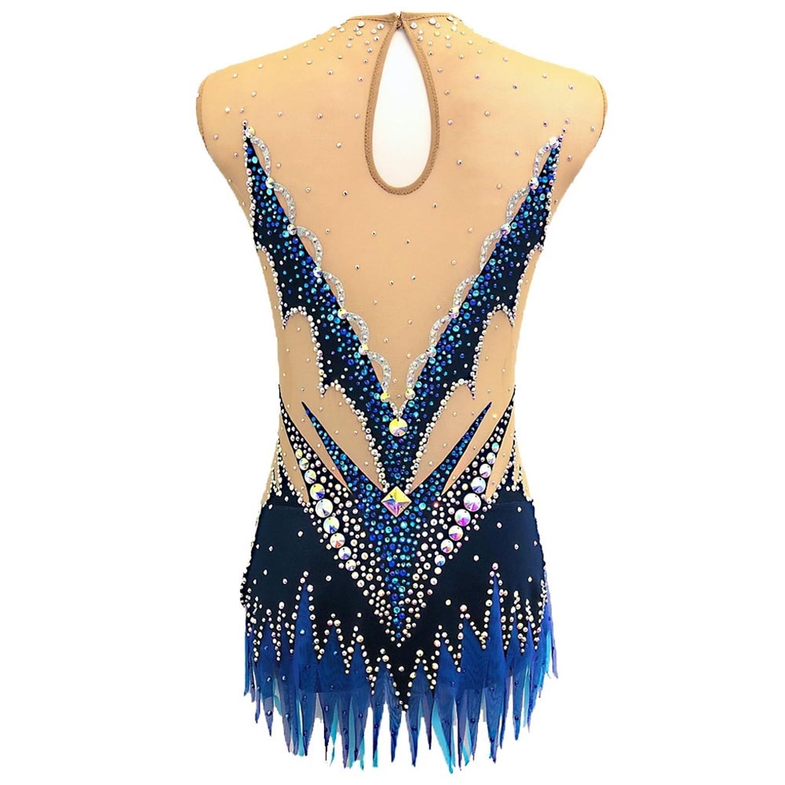 Rhythmische Gymnastik Trikot for Damen, Ärmellos, Rundhalsausschnitt, Mädchen-Wettkampfkostüm, Strass-Tank-Trikots