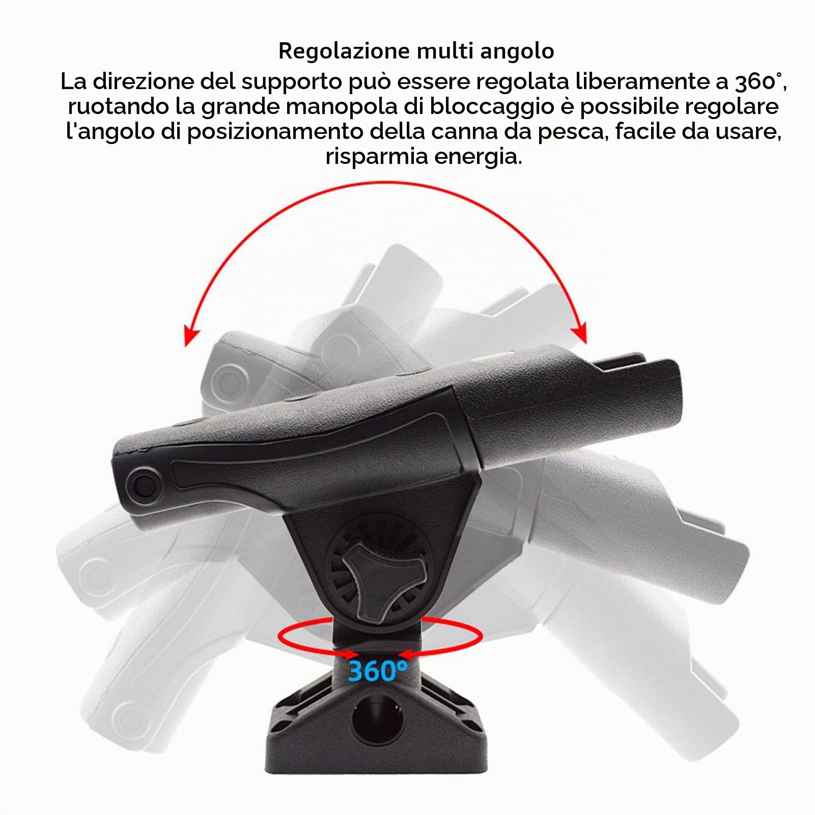 BuyWeek Supporto per Canna da Pesca Portacanna da Pesca, 360 Gradi Regolabile in Nylon in PVC per Kayak Barca