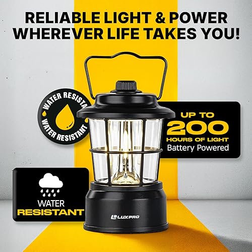 Miniatura 2 de LUXPRO Linterna LED retro, linterna de emergencia alimentada por batería, resistente al agua, lámpara LED brillante para uso en interiores y