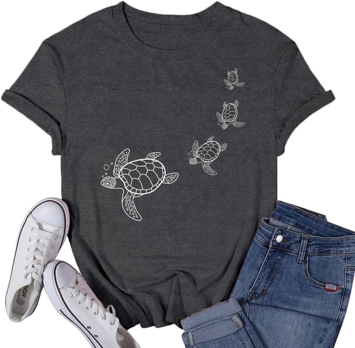 Sea Turtle Shirts for Women Hawaiian Beach Tortoise T-Shirt Vacation Ocean Tee Tops