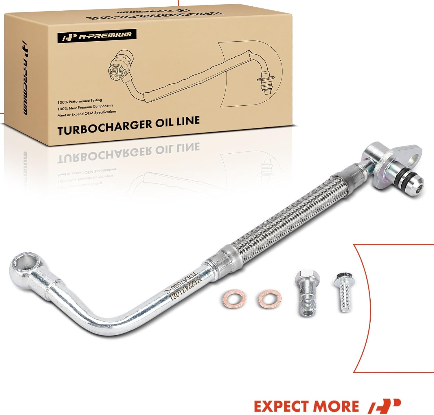 A-Premium Turbocharger Oil Line Compatible with Ford Escape 2013-2016, Fusion 2013-2014, Fiesta 2014-2019, Transit Connect 2014-2016, 1.6L, Turbocharged, Supply