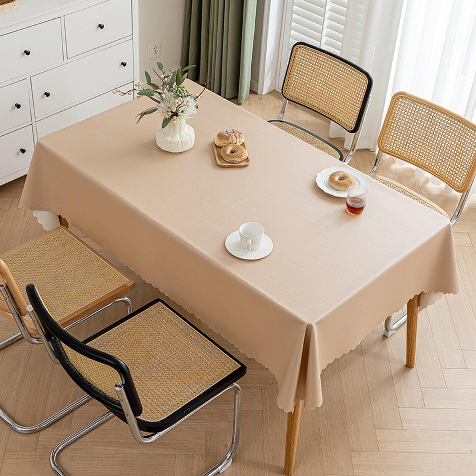 Mantel impermeable de 140 x 220 cm, mantel de PVC, fácil de limpiar, para cocina, comedor y uso al aire libre, protector de mesa de hule resistente al calor