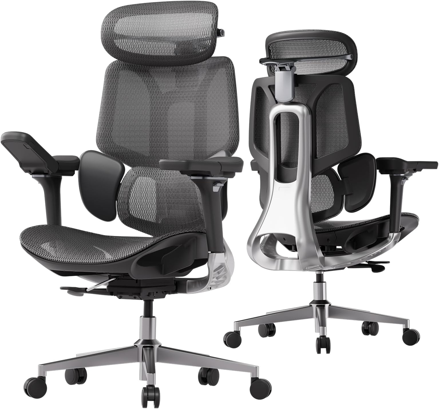 Hbada E3 Pro Ergonomic Office Chair, Big and Tall Office Chair - with 3-Zone Dynamic Lumbar Support, 4D Adjustable Headrest, 6D Adjustable Armrests, Swivel, Black(No Footrest)