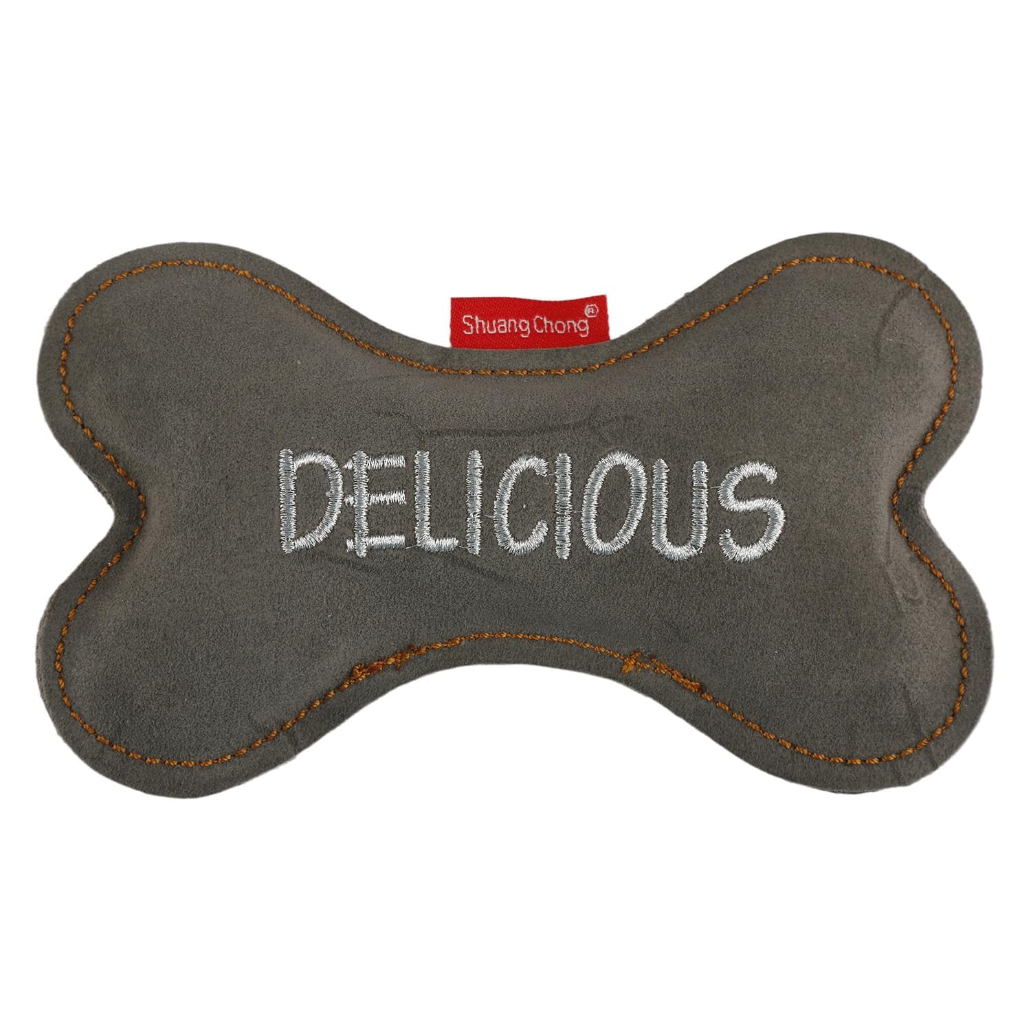 wellrun Eco Leather Large Bone Dog Toy,Natural Suede Leather Chew Toy for Dogs,Soft Interactive Bone Shape Pet Toy,Non-Toxic and Safe,Perfect for Fetch,Walks,Training,Hiking,Puppy Teething