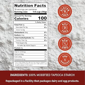 Judee's Gluten Free Expandex Modified Tapioca Starch - Smooth Sauce Thickener & Tapioca Pudding - Gluten-Free Bread & Tortillas - 80 Oz