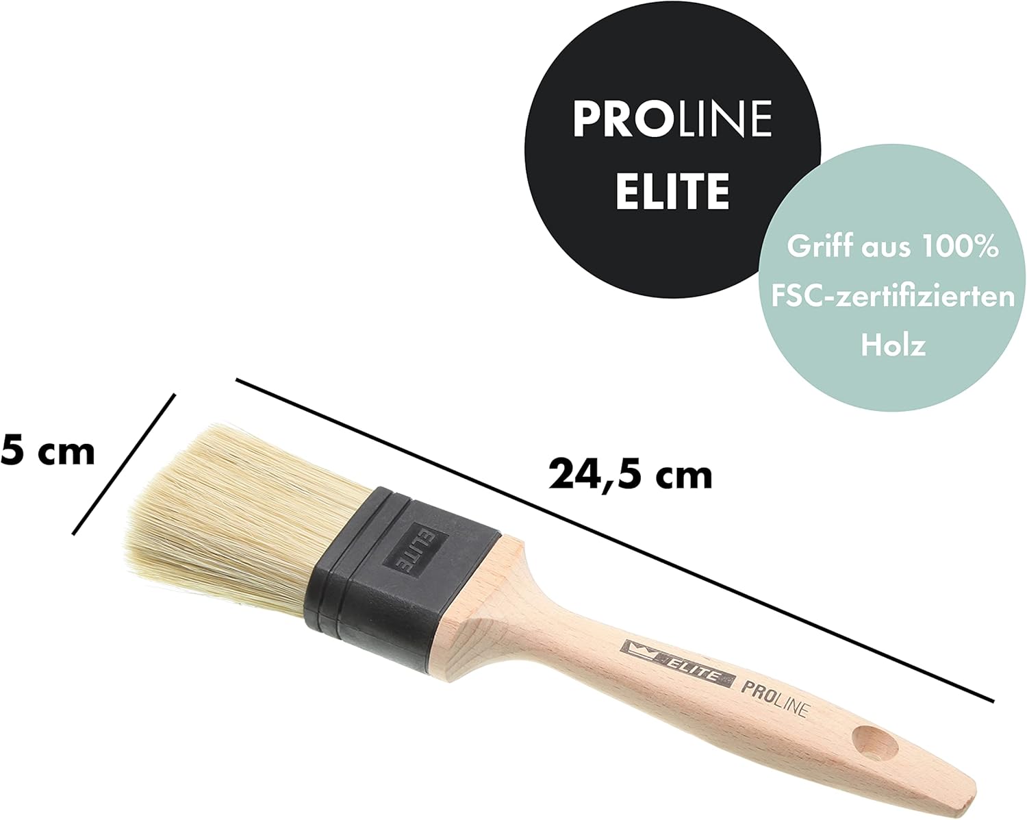 Proline Elite Professional Paint Brush, 50 mm, Premium Quality, for Emulsion Paints, Ergonomic Handle, 100% FSC-Certified Wood