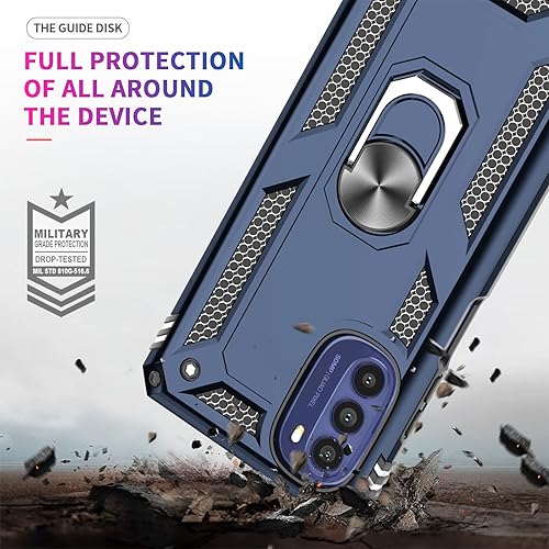 Miniatura 6 de LeYi Funda para Moto G 5G 2022, con protector de pantalla, grado militar a prueba de golpes, con anillo magnético giratorio atril para Motorola Moto