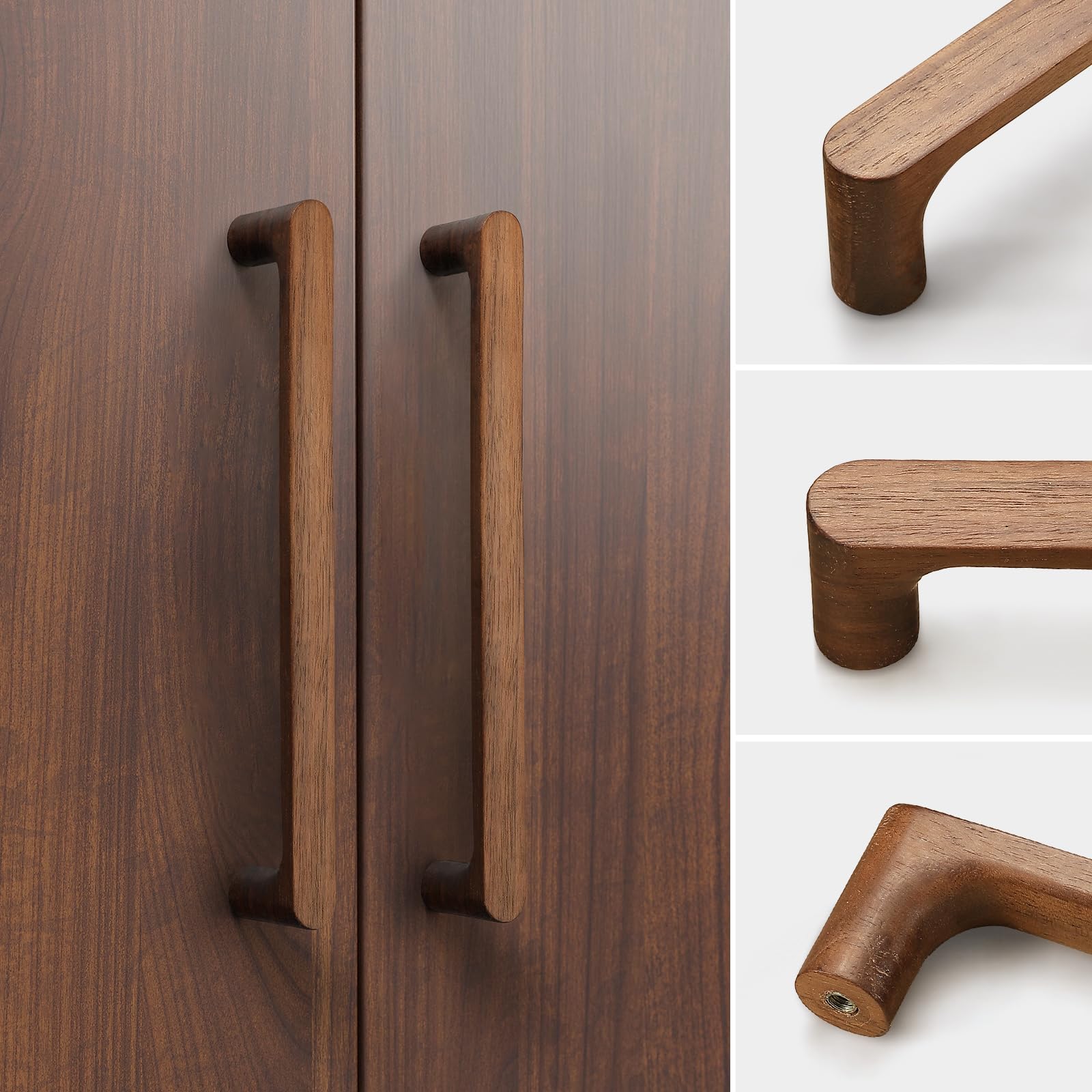 Lot de 10 poignées de tiroir rondes en noyer 5 en bois pour armoires de cuisine, tiroirs, portes d'armoires