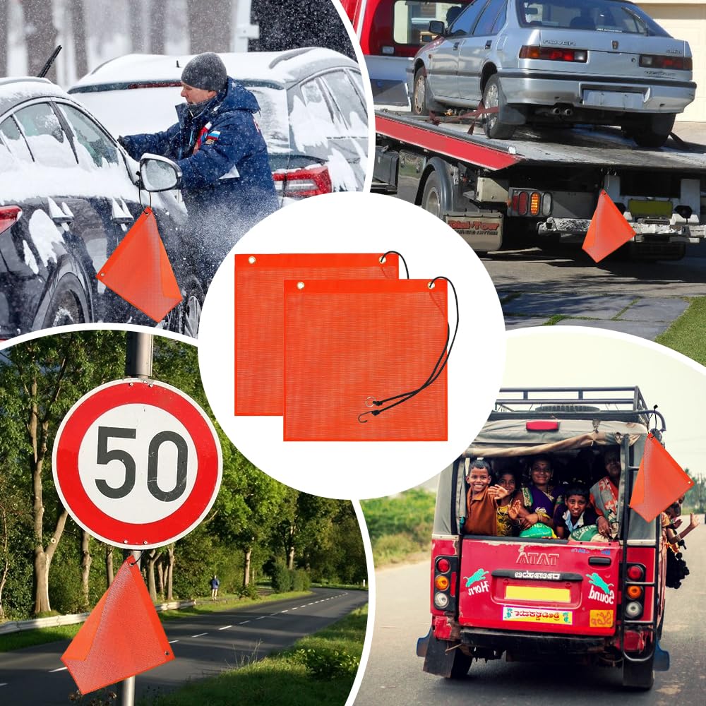 XXBX 2 Pièces Drapeaux D'Avertissement Rouges 30 X 30 Cm PVC Drapeau D'Avertissement, Drapeaux De Signalisation Rouges avec Corde pour Transport Porte-Vélos, Voiture or Rappel de La Zone de Danger