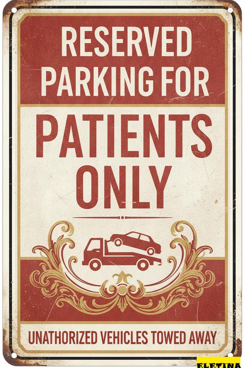 Reserved Parking Patients Only Metal Tin Warning Sign Road Street Outdoor Yard Floor Decor 8x12in