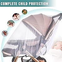 Vista 5 de Mosquitera duradera para cochecito de bebé (paquete de 2) – Cubierta de malla universal con borde elástico para moisés, cunas, corrales, asientos
