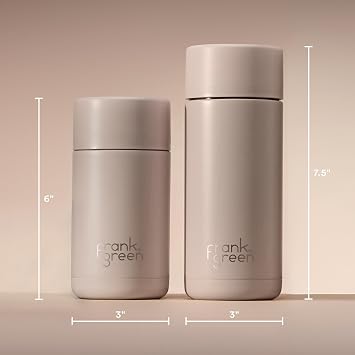 frank green - Ceramic Reusable Cup - Travel Coffee Mug, Stainless Steel Coffee Cup, Insulated Tumbler - Push Button Lid - 12oz - Blushed