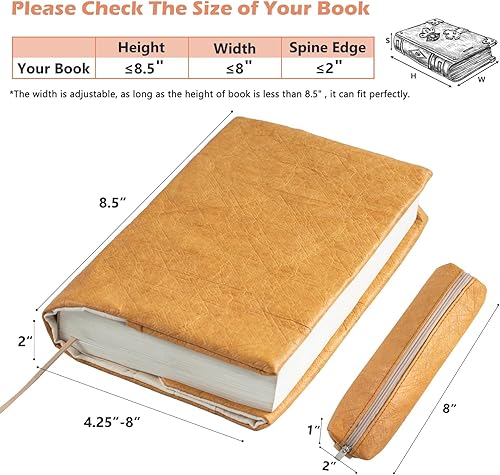 Miniatura 5 de Funda de libro para mujeres, hombres, funda de libro para amantes de los libros, protector de libros y tapa dura con bolsa para bolígrafos, estuche