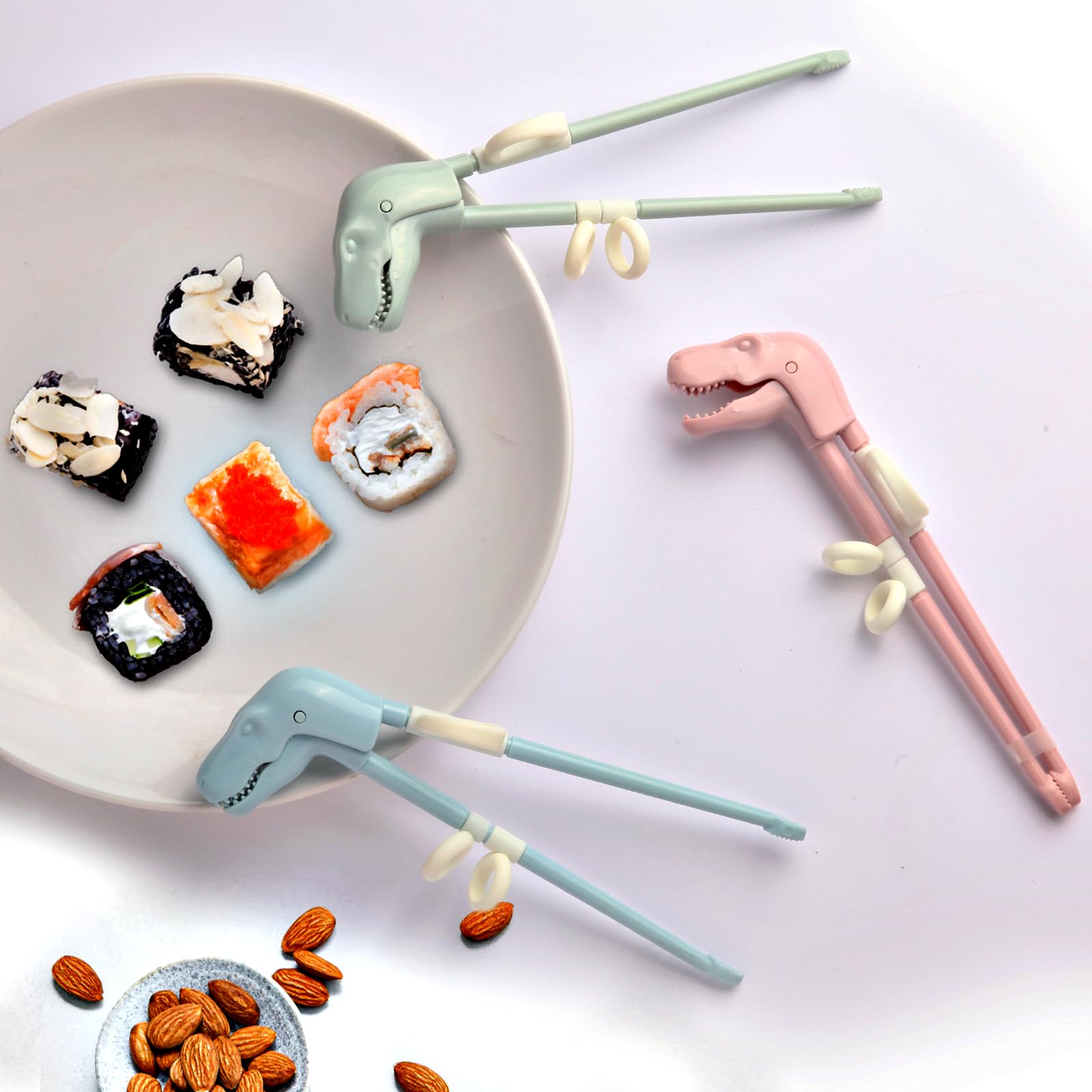 Kids Training Chopsticks, ChaLeeMOO Reusable Dinosaur Trainer Chopsticks Helper Set, Cute T-Rex Kids Utensils, Both for Right-handed and Left-handed Also Great for Adults to Use, 3 Pairs BPA Free — Amazon image 7