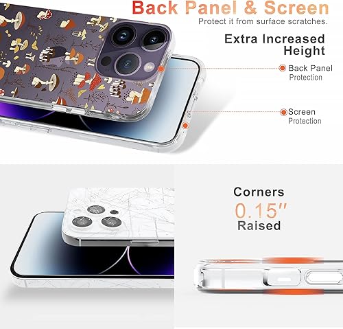 Miniatura 4 de Funda compatible con iPhone 14 Pro Max de 6.7 pulgadas, funda transparente con diseño de hongos y mariposas de dibujos animados para mujeres y