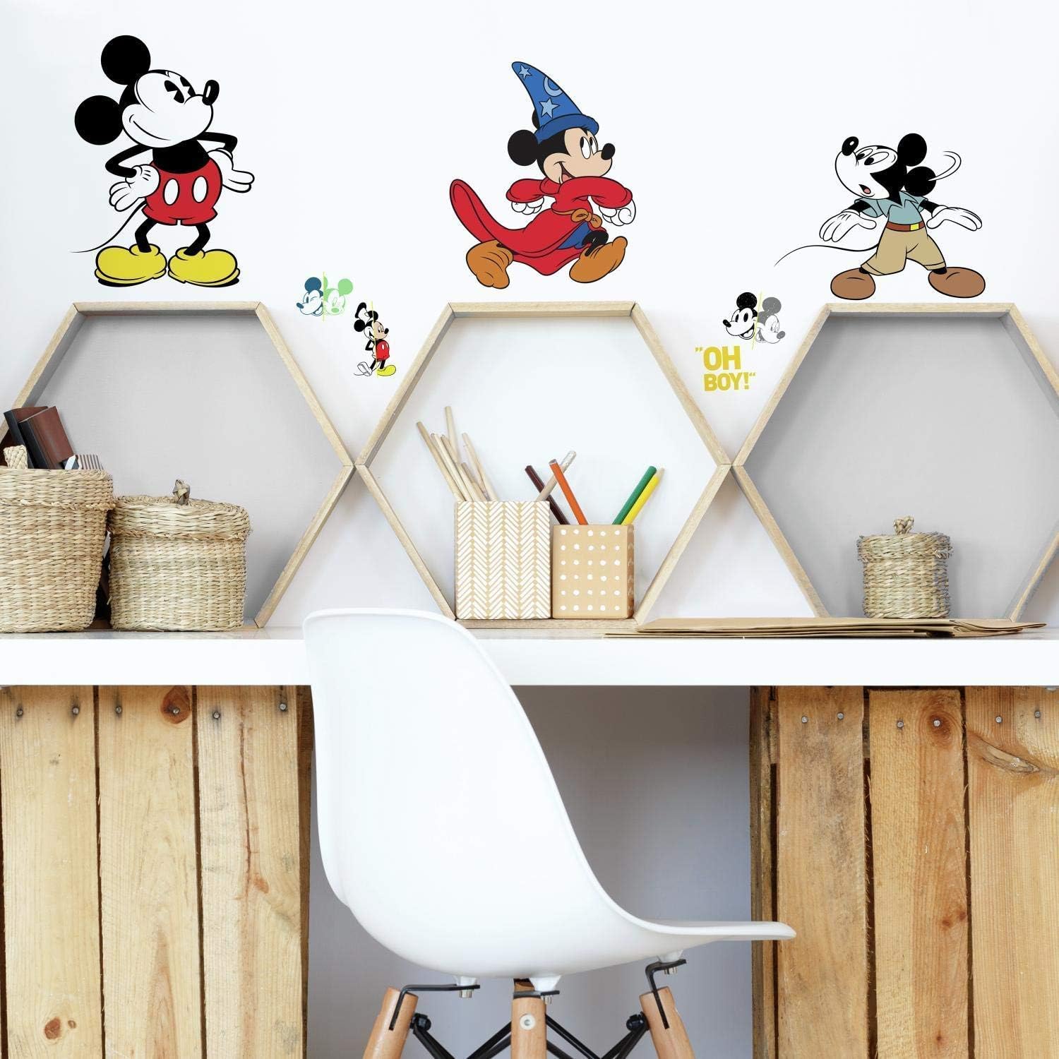 RoomMates RMK3831SCS Mickey Mouse The True Original 90Th Anniversary Peel and Stick Wall Decals,Black, White, Red, Yellow, Blue
