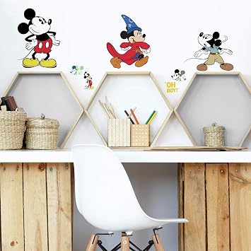 RoomMates RMK3831SCS Mickey Mouse The True Original 90Th Anniversary Peel and Stick Wall Decals,Black, White, Red, Yellow, Blue