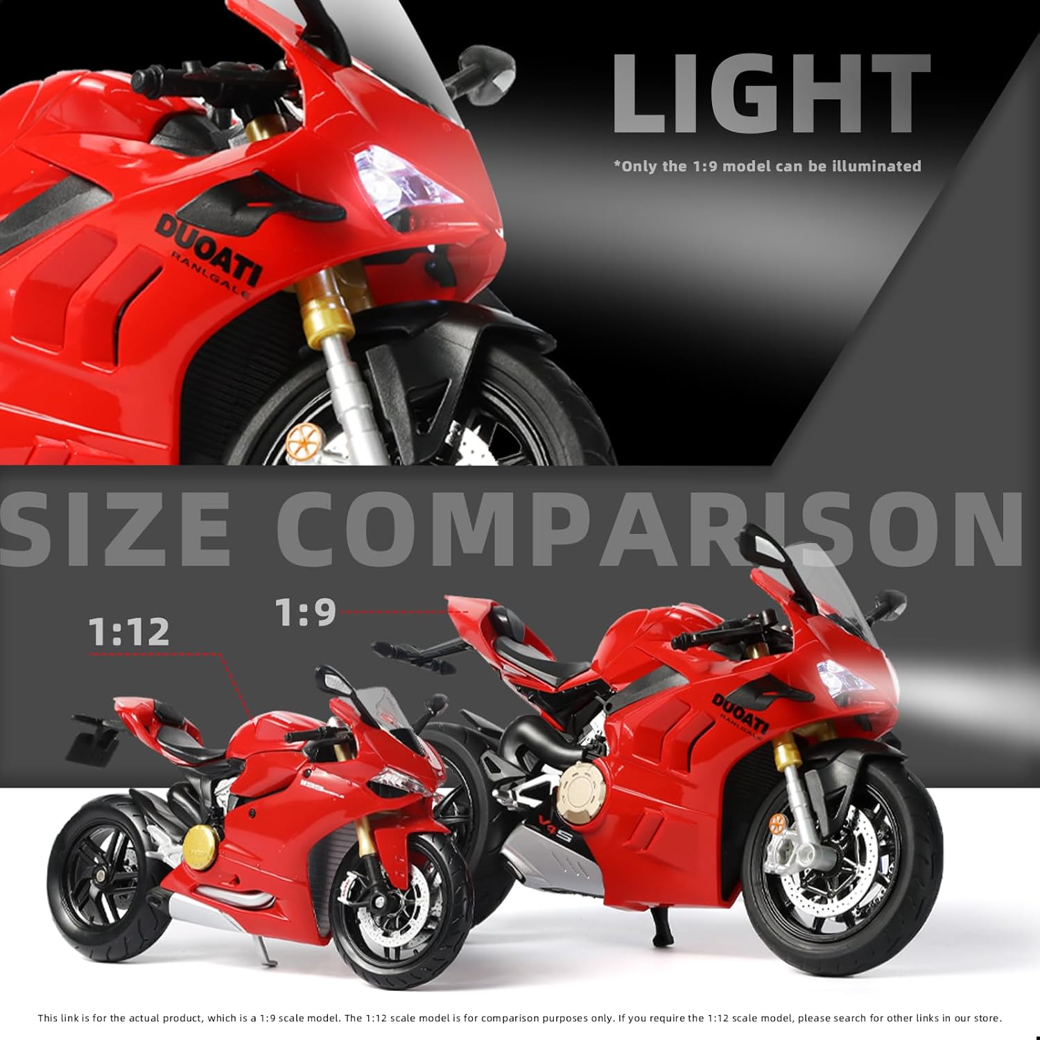 1:9 Motorcycle Model for Ducati Panigale V4 SP2 Metal Die-cast Motorcycle Model No Assembly Required Mini Finished Moto Gift for Adult（Red）