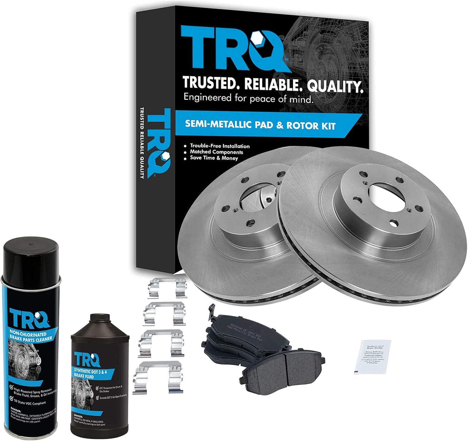 TRQ Front Brake Pad & Rotor Kit Brake Chemical Kit Brake Pads Brake Rotor Semi-Metallic Compatible with 2004-2006 Subaru Baja 2009-2010 Forester 2008-2010 Impreza 2006-2012 Legacy 2005-2012 Outback