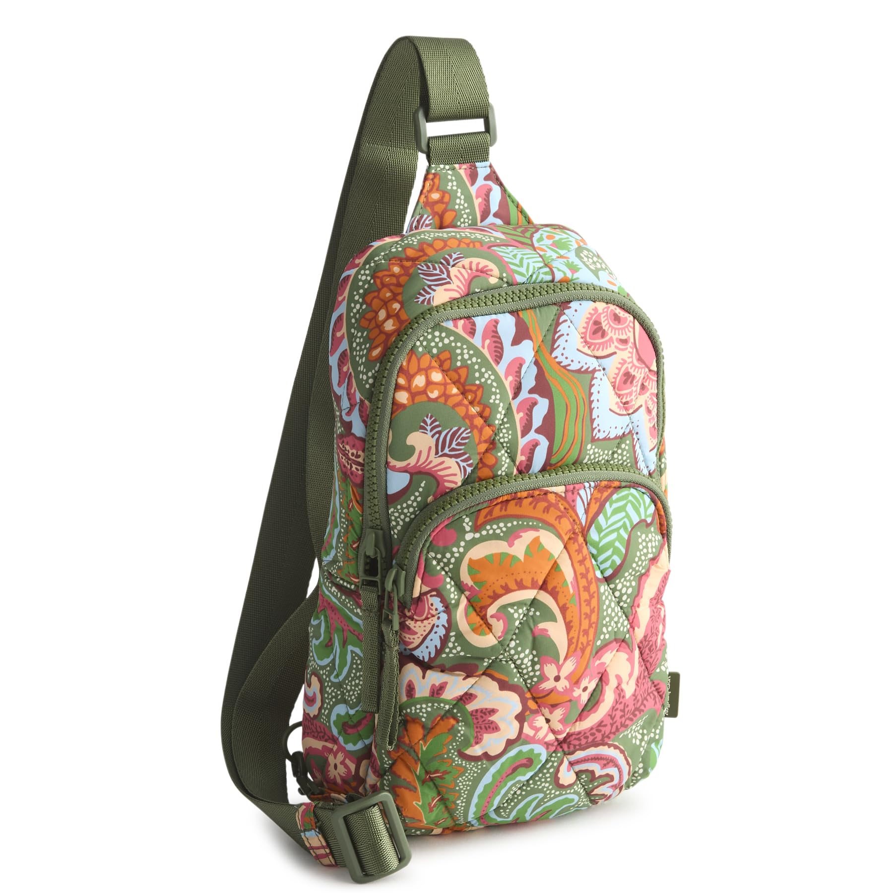 Vera Bradley Women's Featherweight Lorman Sling Backpack Bag, Leaf Me Not Paisley, One Size