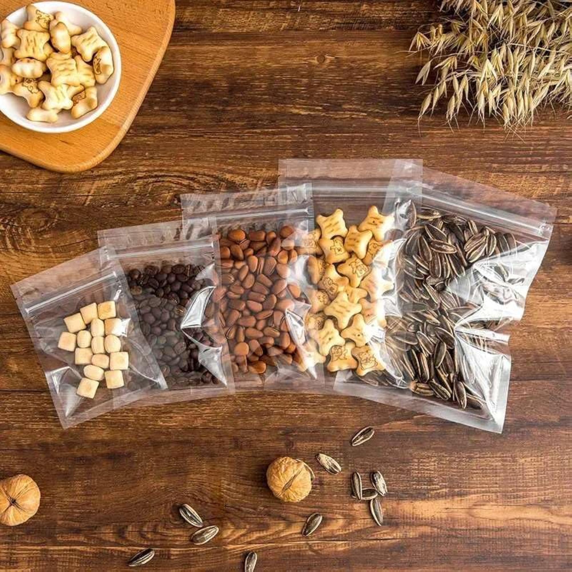 100 Clear Flat Bottom Zip Lock Bags for Food Storage