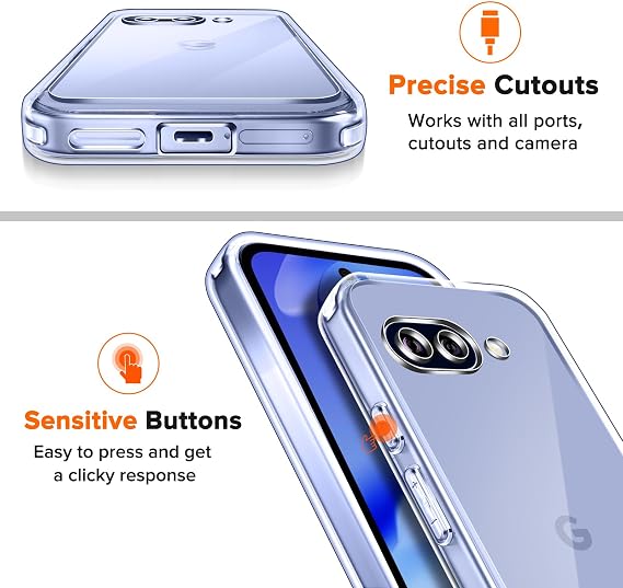 ivoler Cover for Google Pixel 9A, 1 Phone Case with 2 Packs Tempered Glass Screen Protector, [Military Protection] Shockproof Protective Thin - Clear