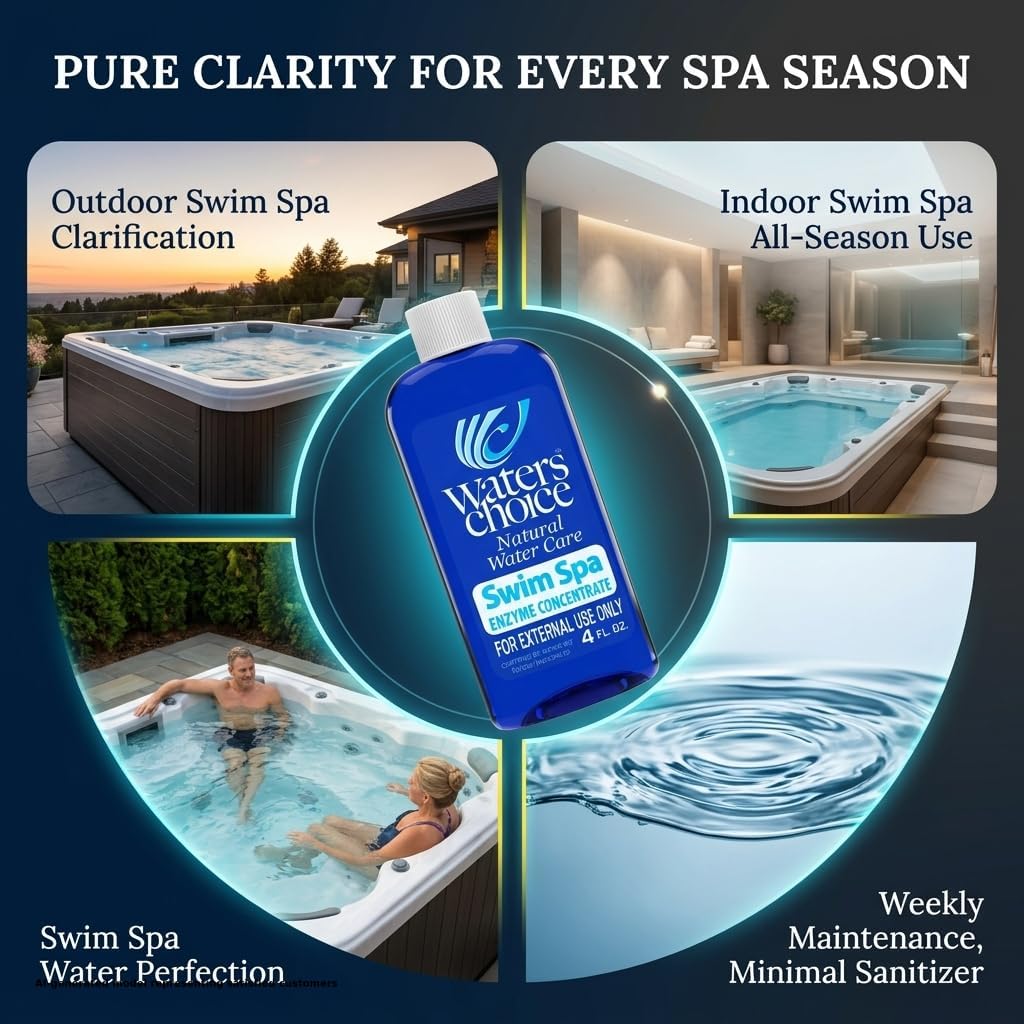 Swim spa with clear water, illustrating the product's effect