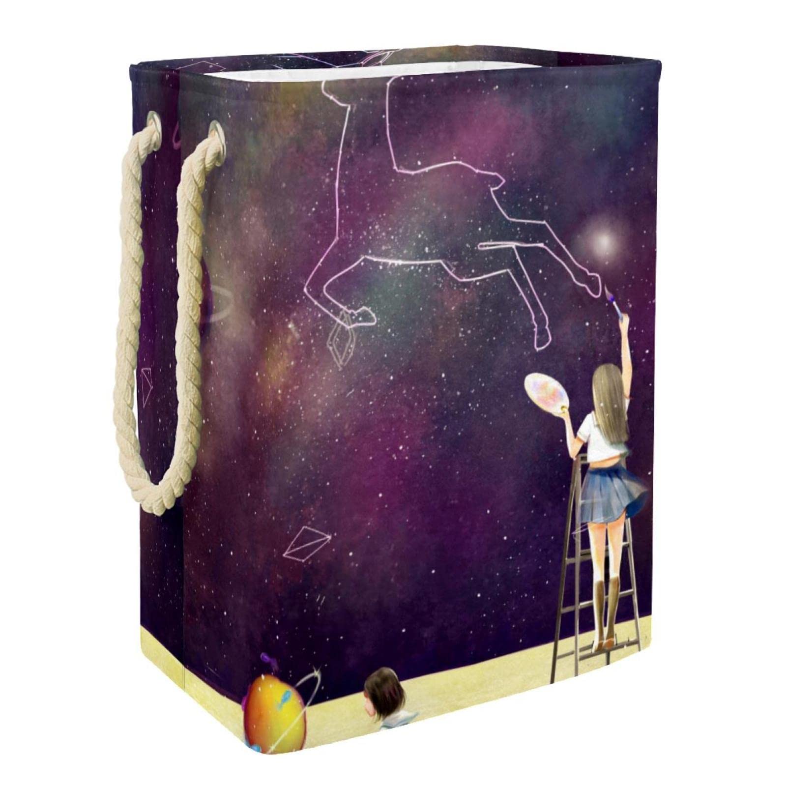 Panier à linge grand format Star Galaxy avec poignée durable pour chambre